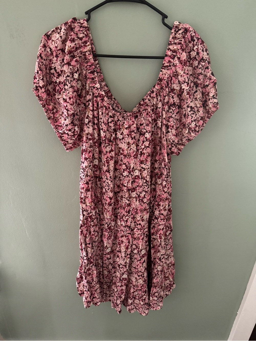 Floral Pink Short Sleeve Off Shoulder Women’s Dress